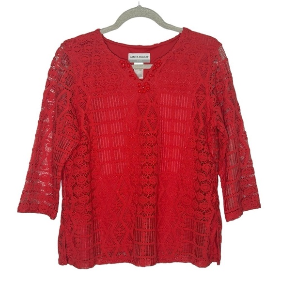 Alfred Dunner Tops - Alfred Dunner Coral Crochet Blouse NWT